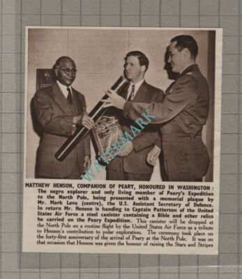 C3335) Matthew Henson Peary Expedition North Pole Mark Leva - 1950 Clip