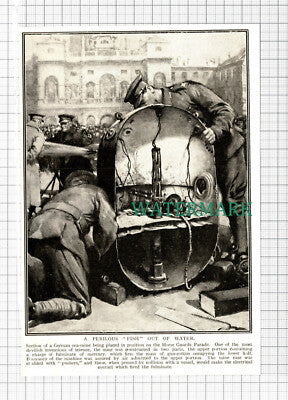 C5450) German Sea Mine Horse Guards Parade World War One - c.1918 Cutting