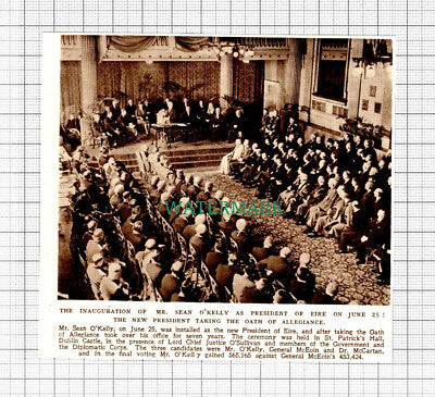 C5566) Mr Sean O'Kelly President Of Eire Inauguration Dublin Castle 1945 Cutting