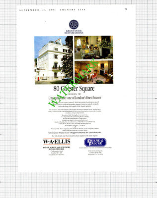 80 Chester Square Belgravia London SW1 House Advert - 1991 Cutting