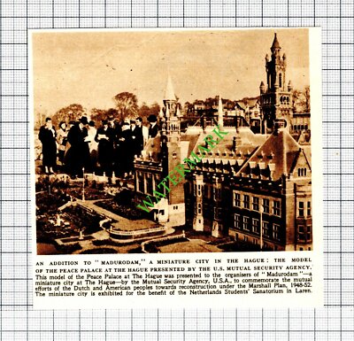 Madurodam Miniature City The Hague Peace Palace -  1952 Cutting