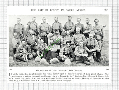 Lord Methuen's Naval Brigade Ethelston Plumbe Huddart - c.1900 Cutting / Print