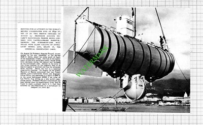 Professor Auguste  Piccard Bathyscape Trieste  -  1953 Cutting