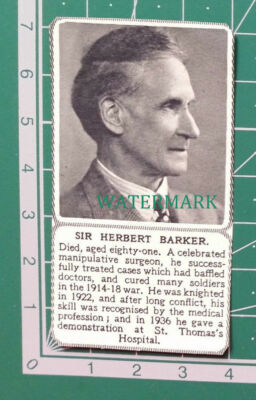 C4364) Sir Herbert Barker Surgeon Obituary -  1950  SMALL Cutting
