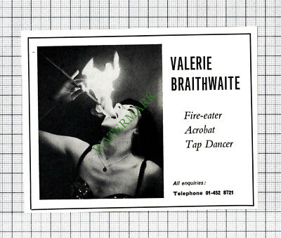 Valerie Braithwaite Fire Eater Advert - 1968 Cutting