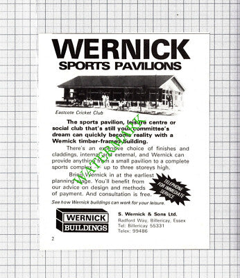 Wernick Buildings Eastcote Cricket Club Small Advert - 1979 Cutting