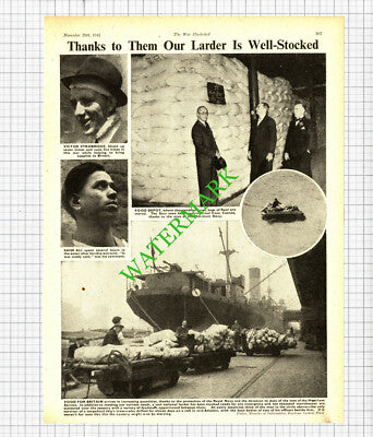 Merchant Navy Food Supplies Victor Strobridge WW2  -  1941 Cutting / Print
