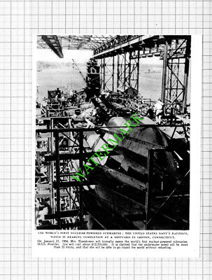 US Navy Submarine USS NAUTILUS Groton Connecticut  - 1953  Cutting
