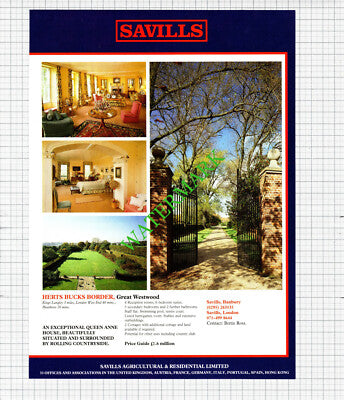Great Westwood Kings Langley / Fowey Cornwall Sale Advert - 1991 Cutting