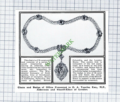 Chain Presented To G A Touche Alderman London Sheriff Elect - 1915 Cutting