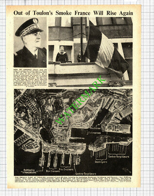 Adm De Laborde French Fleet Scuttled Toulon France WW2 - 1942 Cutting