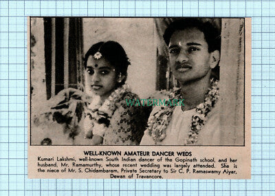 C5404) Kumari Lakshmi Gopinath School Ramamurthy Chidambaram - 1946 Cutting