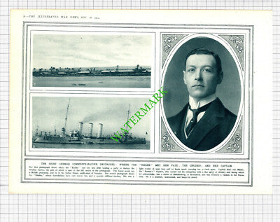 EMDEN German Ship Capt Karl von Muller Cocos World War One -1914 Cutting / Print