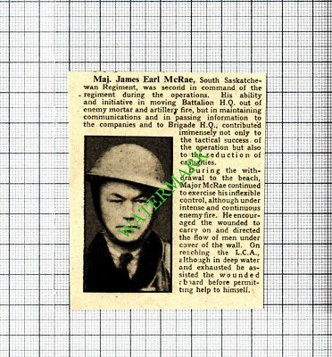 Maj James Earl McRae South Saskatchewan World War Two WW2  - 1940 SMALL Cutting