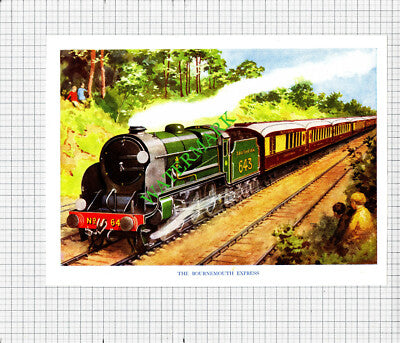 Bournemouth Express Southern Railway 643 Silver Jubilee Train 2509  c.1948 Print