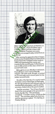 Fred Trueman Cricketer - 1989 Small Cutting