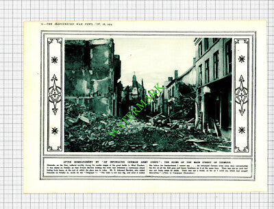 Dixmude Belgium WW1 World War One Hotel de Ville - 1914 Cutting