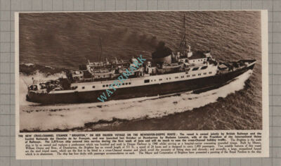 C3452) Cross Channel Steamer Ship BRIGHTON Newhaven Dieppe Lemaire - 1950 Clip