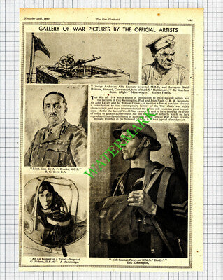 Eric Kennington War Artist Povey HMS Hardy Sir AF Brooke Eves WW2  -1940 Cutting
