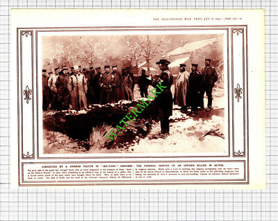 German Officer Funeral Service World War One  WW1 - 1915 Cutting / Print