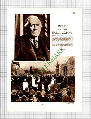 9202) Earl Of Oxford Death   - 1930s Cutting / Print