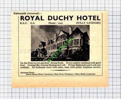 Royal Duchy Hotel Falmouth Cornwall Advert - 1965 Small Cutting