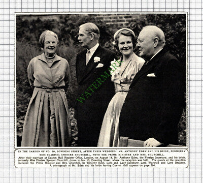 C8099) Anthony Eden Clarissa Spencer Churchill Wedding - 1952 Cutting