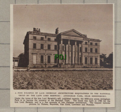 C1099) Attingham Park Shrewsbury National Trust Lord Berwick - 1948 Clip