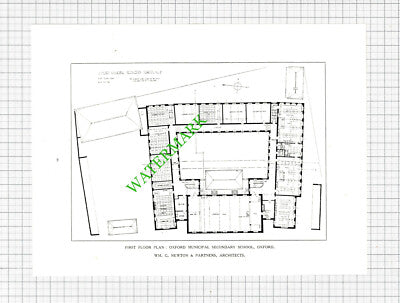 Oxford Municipal Secondary School William Newton Architect -1929 Book Prints