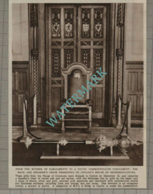 C3180) Mace & Chair Presented To Ceylon By House Of Commons - 1948 Cutting