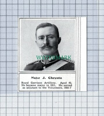 C4777) Major J Chrystie Royal Garrison Artillery World War 1 - 1915 SMALL Clip