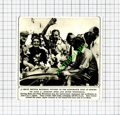 Stirling Moss Peter Whitehead Rheims Endurance Test  - 1953 Small Cutting