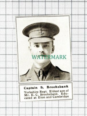 C5883) Captain S Brooksbank Yorkshire Regt War WW1 - 1919 Cutting SMALL!