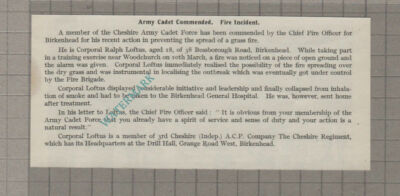 C3641) Corporal Ralph Loftus Birkenhead 3rd Cheshire Fire Incident - 1956 Clip