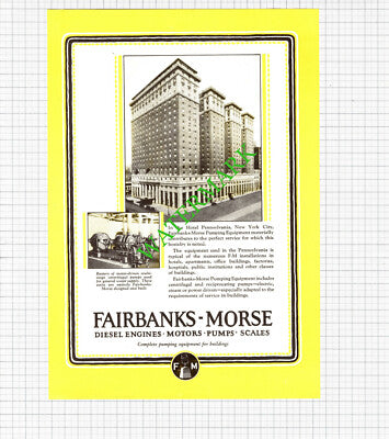 Fairbanks-Morse Pumping Hotel Pennsylvania New York City Advert  - 1926 Cutting