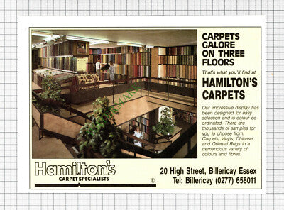Hamilton's Carpets Billericay Essex Advert - 1988 Cutting