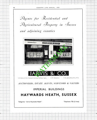 Jarvis & Co Haywards Heath Sussex Auctioneers Advert - 1950 Cutting