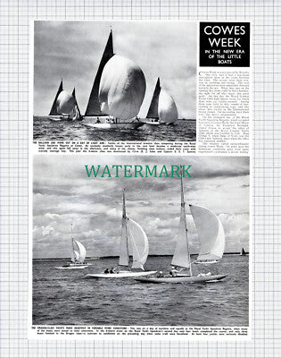 (X521) Cowes Week Isle of Wight Balloon Jibs Circe Coles Eyston - 1950 Clip