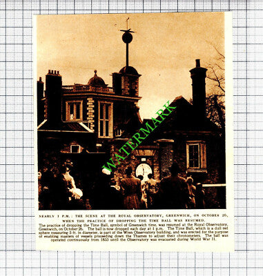 Royal Observatory Greenwich Time Ball Resumed - 1952 Cutting