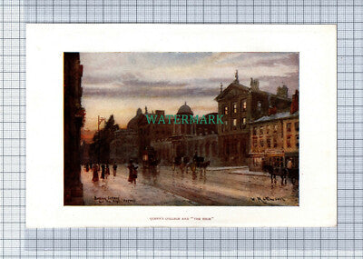 C4093) OXFORD Queen's College Gateway / The High -  SMALL c.1900 Book Print