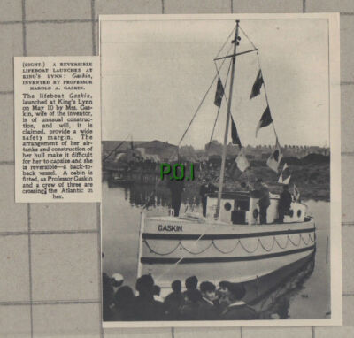 C1292) Reversible Lifeboat GASKIN King's Lynn Prof Harold A Gaskin - 1948 Clip