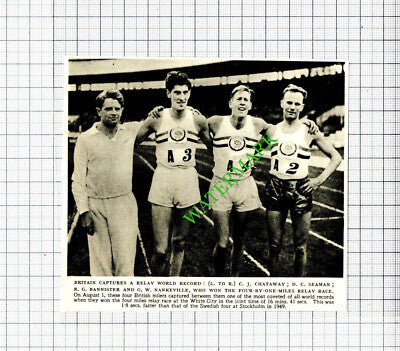 C J Chataway DC Seaman RG Bannister GW Nankeville Relay Race - 1953 Cutting