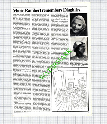 Serge Diaghilev Ballets Russes  - 1972 Article