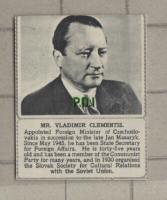 C1148) Mr Vladamir Clements Slovak Society Czechoslovakia - 1948 SMALL Clip