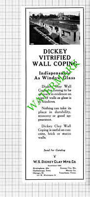 W S Dickey Clay Wall Coping Advert - 1926 Cutting