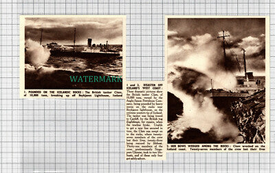 C2889) British Tanker CLAM Reykjanes Lighthouse Iceland Disaster - 1950 Clip