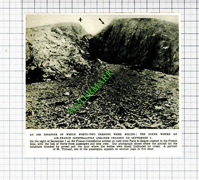 Air France Constellation Plane Crash French Alps - 1953 Small Cutting