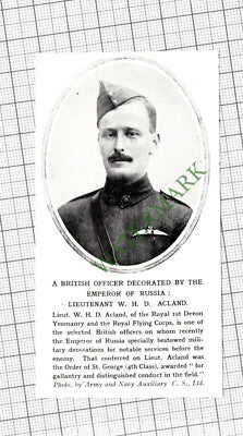 C2105) Lieutenant W H D Acland Royal 1st Devon Yeomanry - 1916 SMALL Cutting