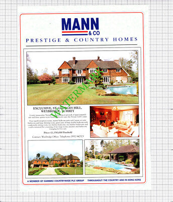 St Georges Hill Weybridge Surrey   House Sale Advert - 1991  Cutting