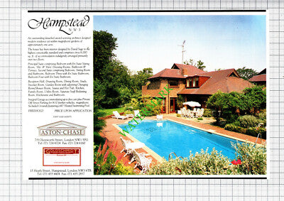 Hampstead London NW3 David Sage Architect House Sale Advert - 1991 Cutting